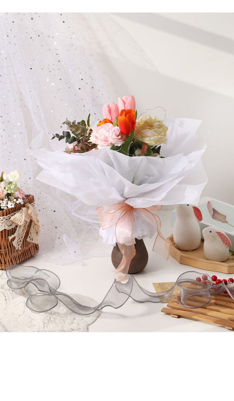 纸花艺花束内衬玫瑰花装饰包花纸烘培花店包装材料一鹿有你白色20张