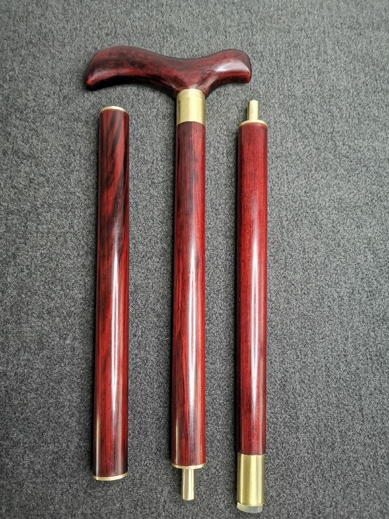 适用于乌木高档老人防滑拐杖实木圆头拐棍三节红木手杖助行器木拐杖