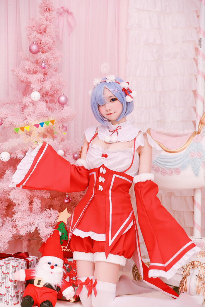 從零開始的異世界生活拉姆蕾姆雷姆聖誕裝cosplay服服裝蝴蝶結襪子m