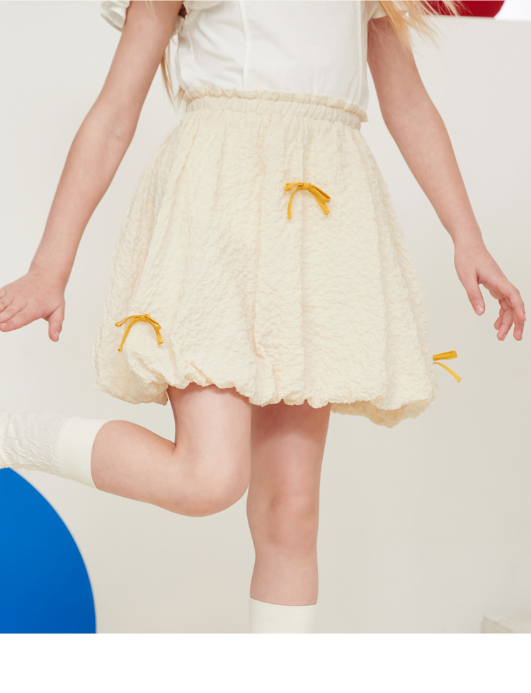 爱法贝童装2022夏季新款女童洋气半身裙中大儿童装公主裙子蓬蓬裙米白