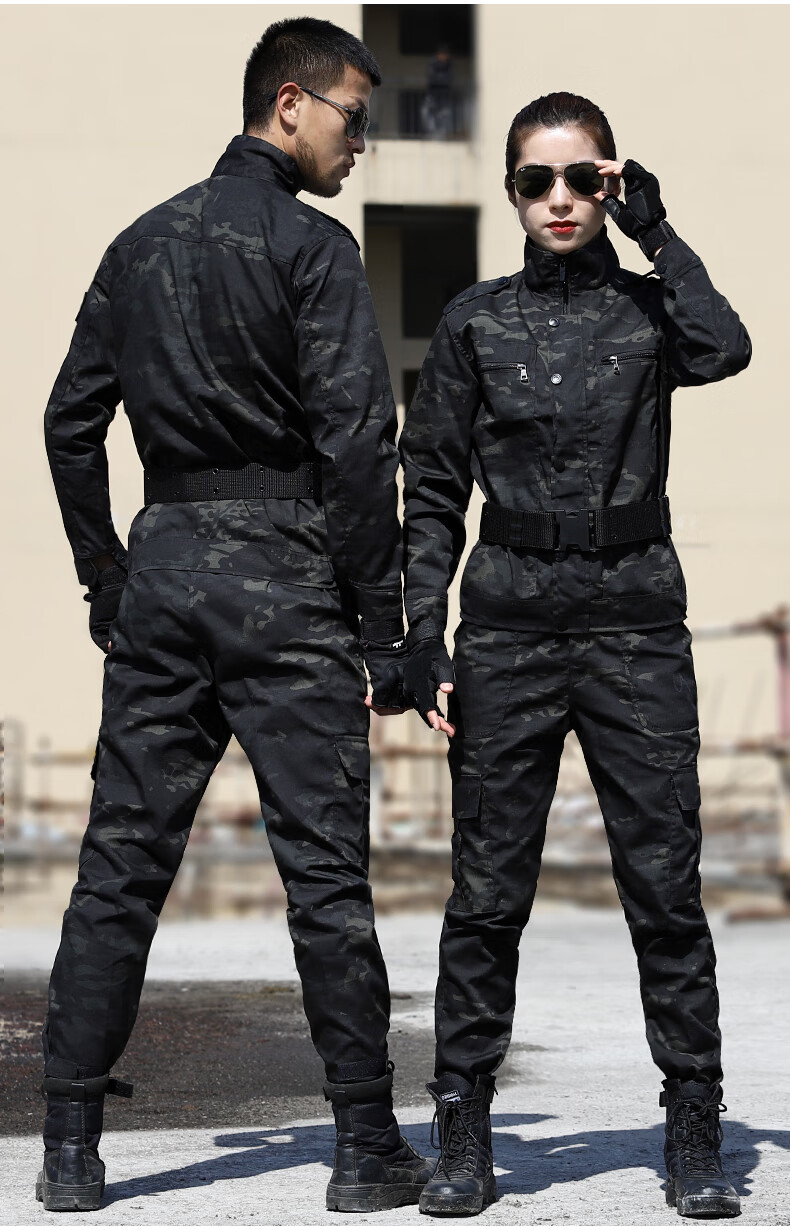 jeep/吉普高档品牌男装暗夜迷彩服套装男春秋耐磨薄款学生军训服多袋