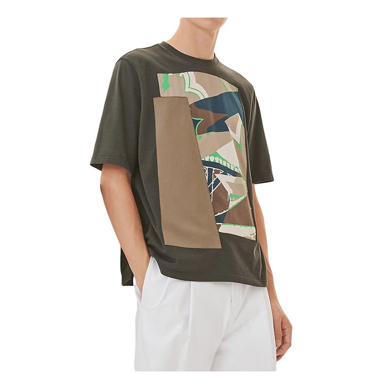 hermes爱马仕男装t恤棉质zouavesetdragons补丁圆领短袖街头风潮m