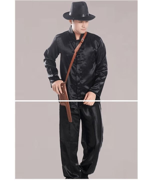 汉奸服演出服特务服装男日本翻译官服装斧头帮服装民国表演服汉奸礼帽