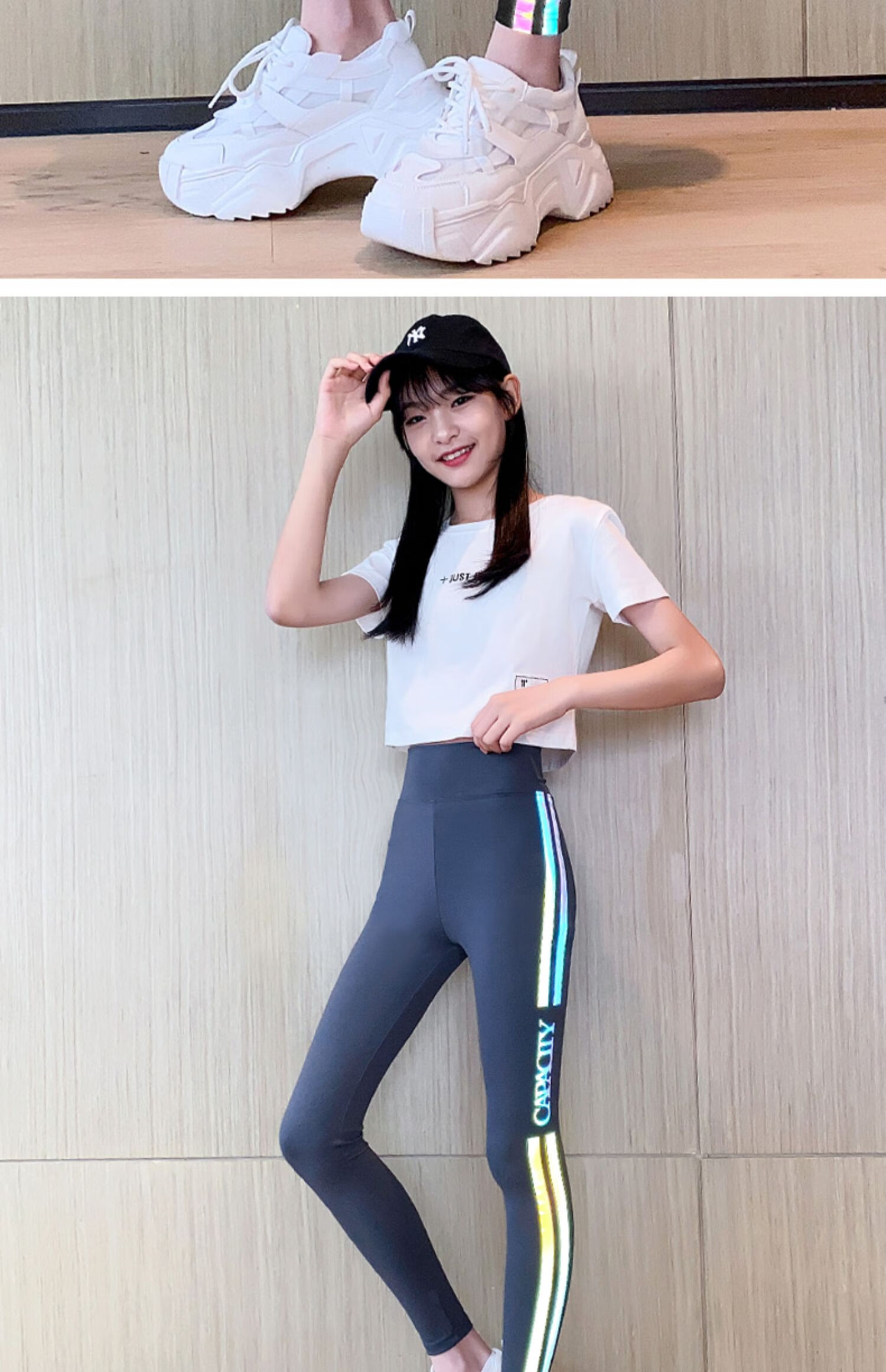 鲨鱼裤春秋打底裤外穿薄款女孩弹力运动春装休闲瑜伽裤子 2482灰色