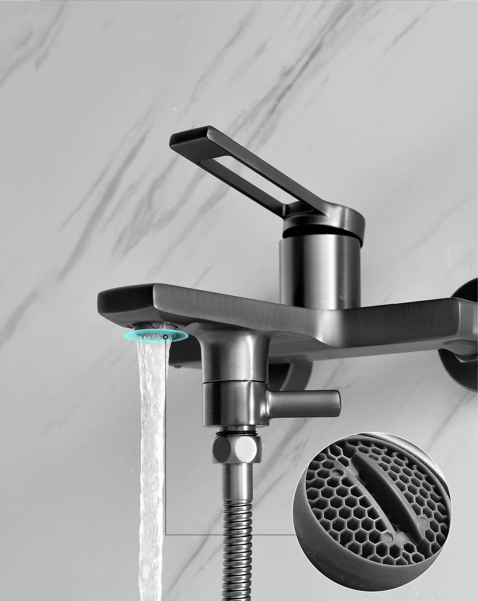 科勒(kohler) 冷热全铜色枪灰挂墙式花洒增压简易花洒浴室缸边淋浴