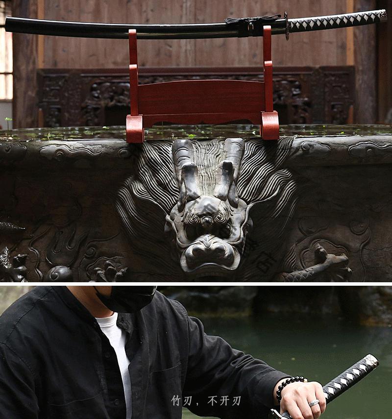 日本武士刃带鞘木刀居合道拔刀术收刀练习竹制刀剑动漫道具未开刃乳