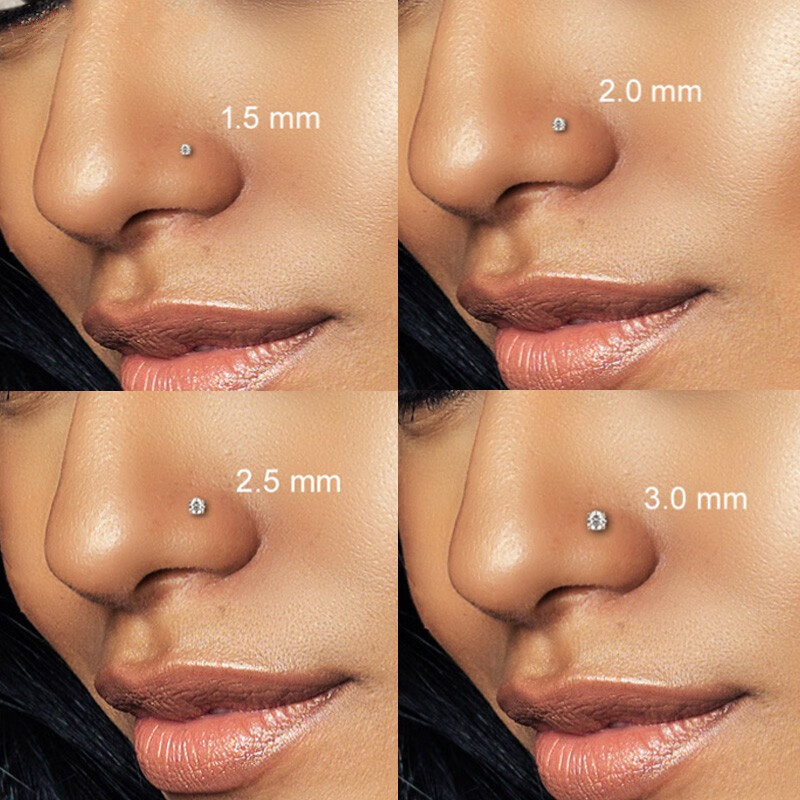 60京选严选金店直供鼻钉鼻环银925小钻有洞穿刺饰品欧美个性带钻小