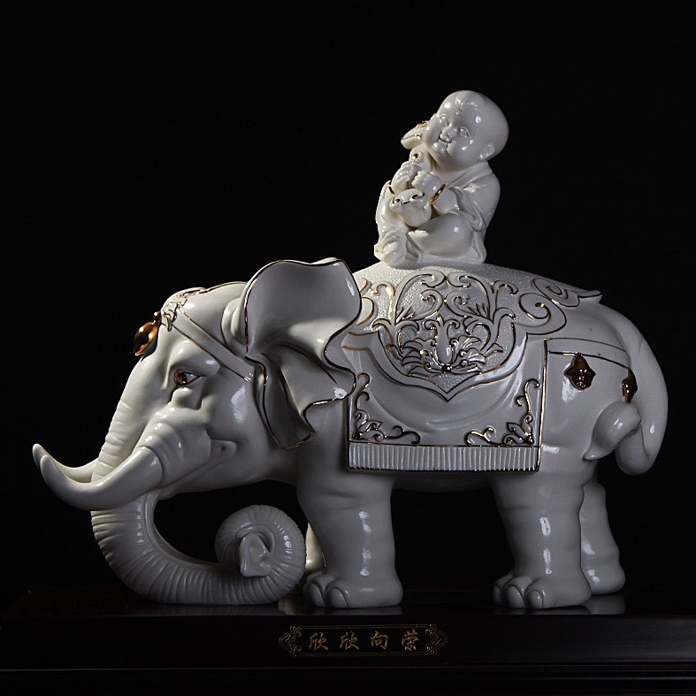 古贤家居陶瓷大象摆件一对象客厅电视柜酒柜玄关家居装饰品见描述