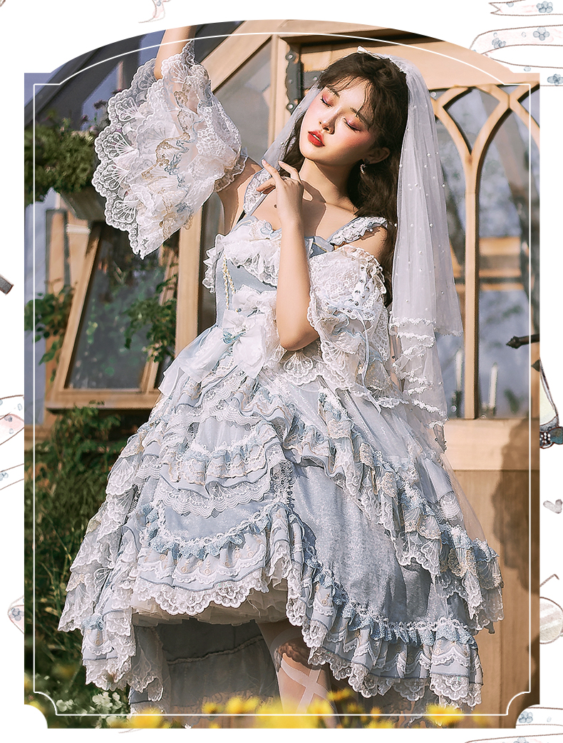 原创花嫁lolita裙优雅华丽cla系国牌茶会裙正品洛丽塔jsk全套jsk裙l