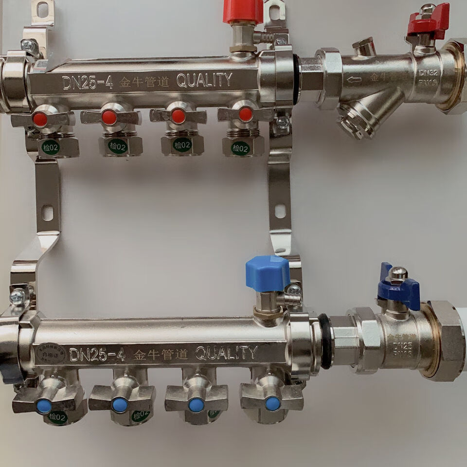 遇植(yuzh 金牛管道分水器 1寸地暖分水器 全铜家装加厚款分水器 20