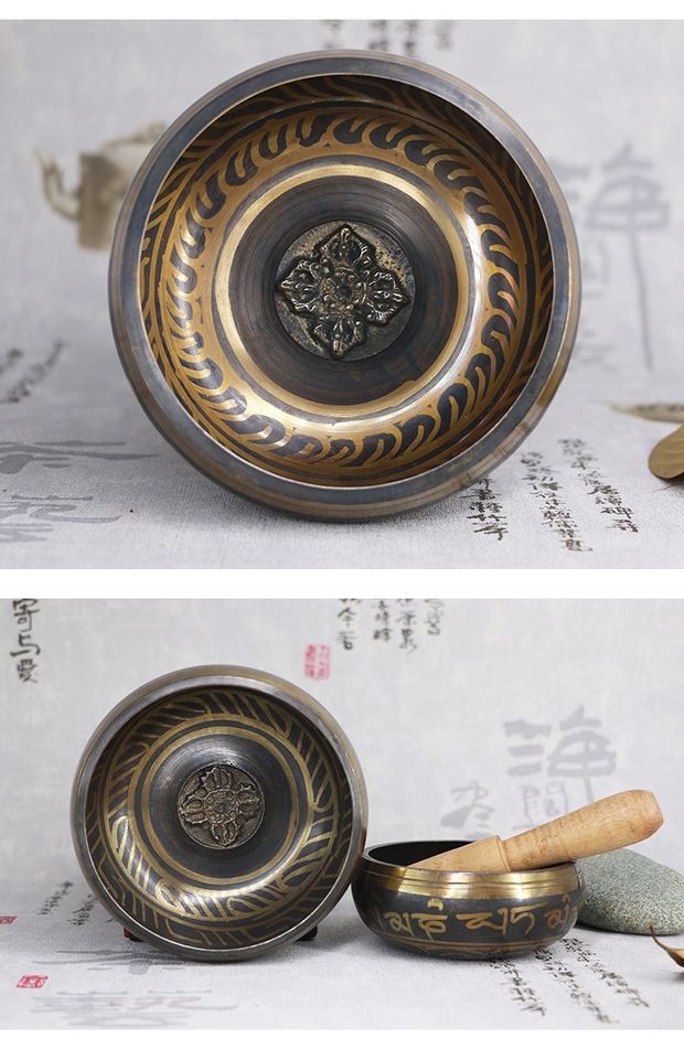 钵盂佛教用品法器紫金钵盂尼泊尔佛音碗修行诵经钵西藏手工颂钵铜罄