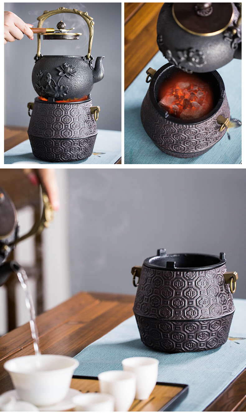 rowswell铁壶火碳炉风炉罐罐茶煮茶器围炉煮茶烧水茶具家用炭火炉子炭