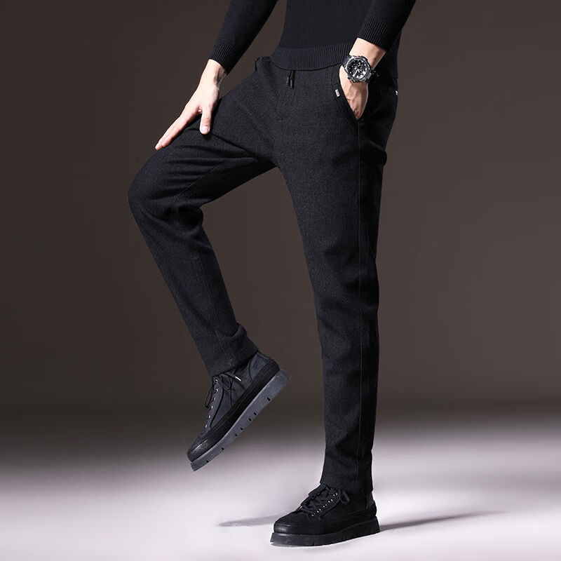 锦天豪客裤子男士休闲裤秋冬新款磨毛男士休闲裤加绒加厚韩版潮流宽松
