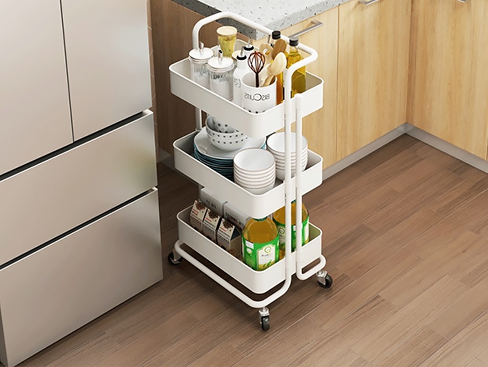 厨房小推车带滚轮多功能厨房水果蔬菜置物架多层收纳架浴室卫生间落地