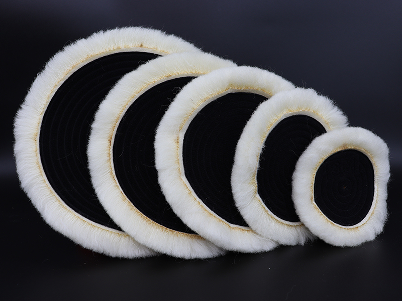 羊毛抛光盘汽车美容抛光轮自粘型纯羊毛盘气动抛光打蜡羊毛球海绵4寸