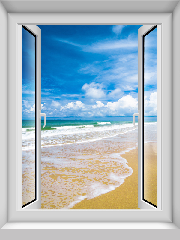 假窗户仿真风景画仿真竖款假窗户墙纸贴画3d卧室立体欧洲小镇地中海