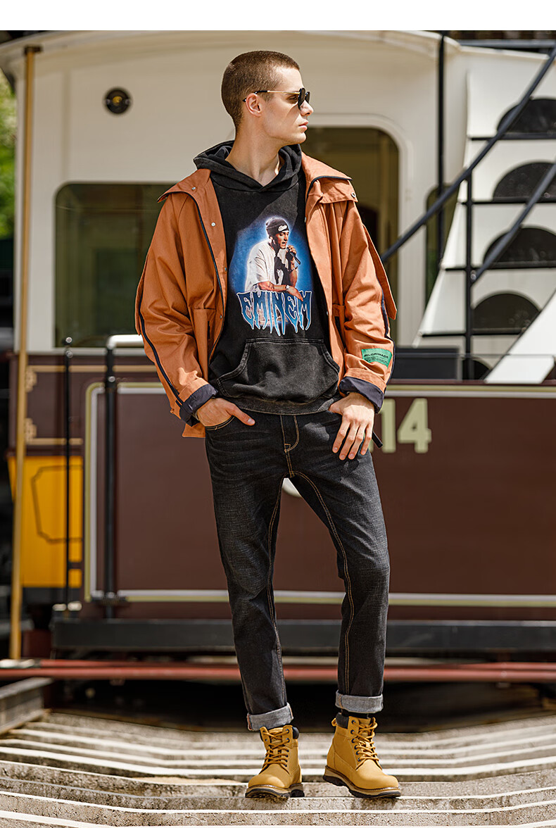 camel骆驼官方店高帮潮牌时尚马丁靴男暗棕40