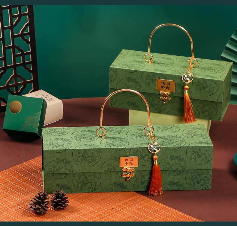 月饼包装盒小红书礼品盒6粒8粒蛋黄酥月饼礼盒 爱玛橙 金属手提月饼盒