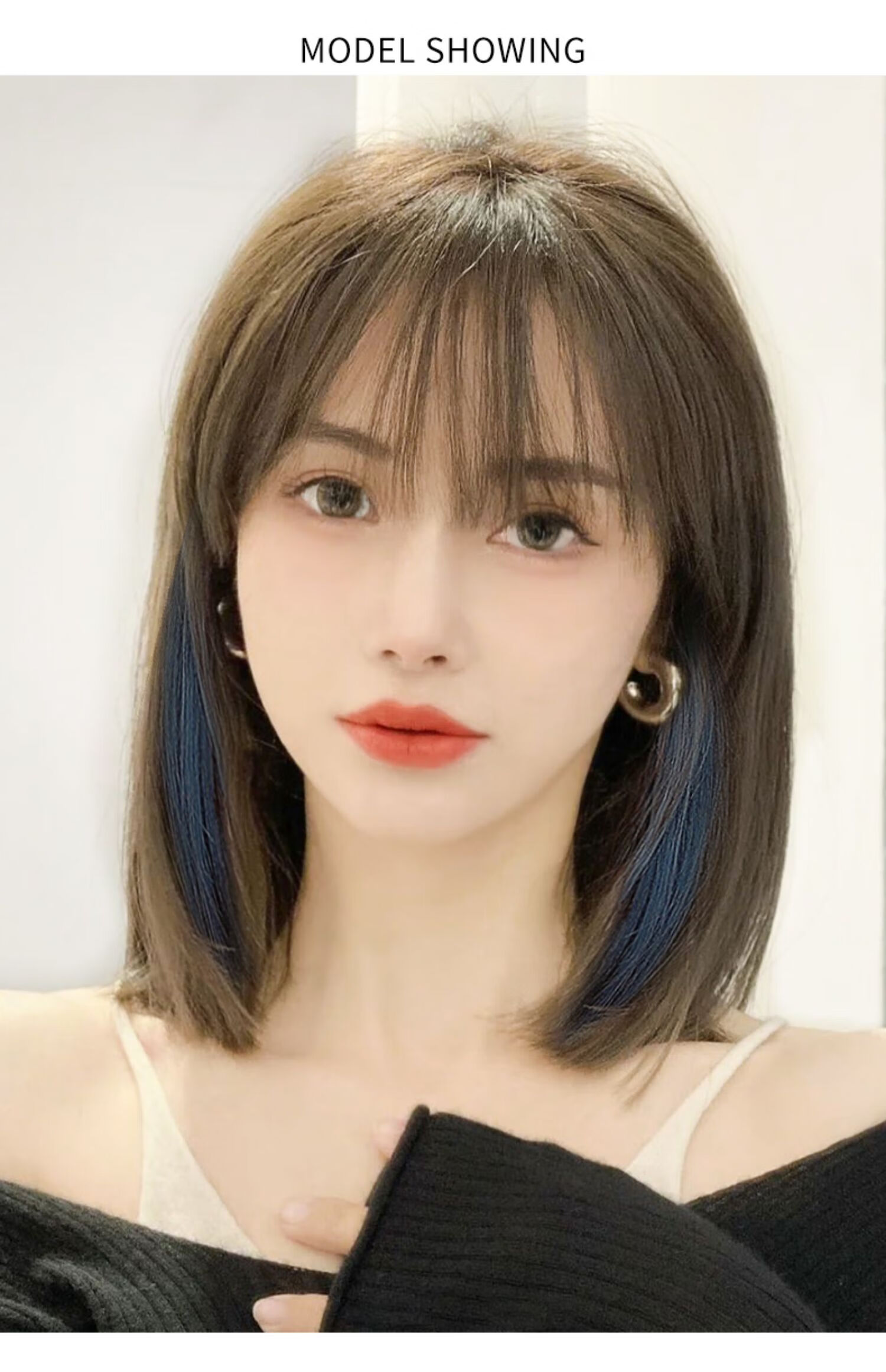 假发短发女2021年时尚新款波波头挑染造型仿真锁骨发中长假发套升级混