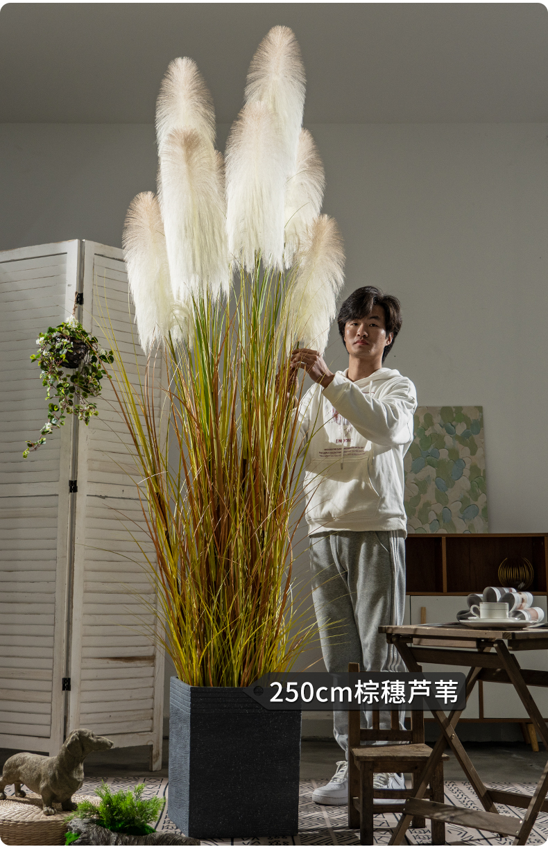 新款高档假花树仿真芦苇草植物假树室内客厅仿生绿植盆栽装饰摆件 1.