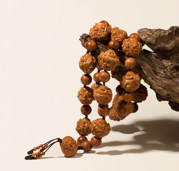 盘道谢伟纯手工雕刻25超大核百子弥勒橄榄核长串精品核雕孤品