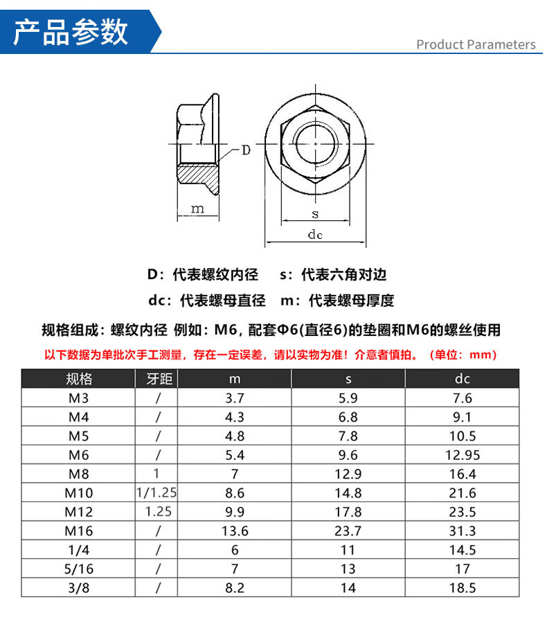 m8m10m12不鏽鋼304細牙法蘭螺母六角滑松螺絲帽x112515mmm12125mm1個