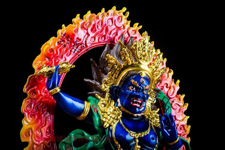 纯铜彩绘金刚手佛像大势至菩萨佛堂家用摆件民族风如法庄严 12寸