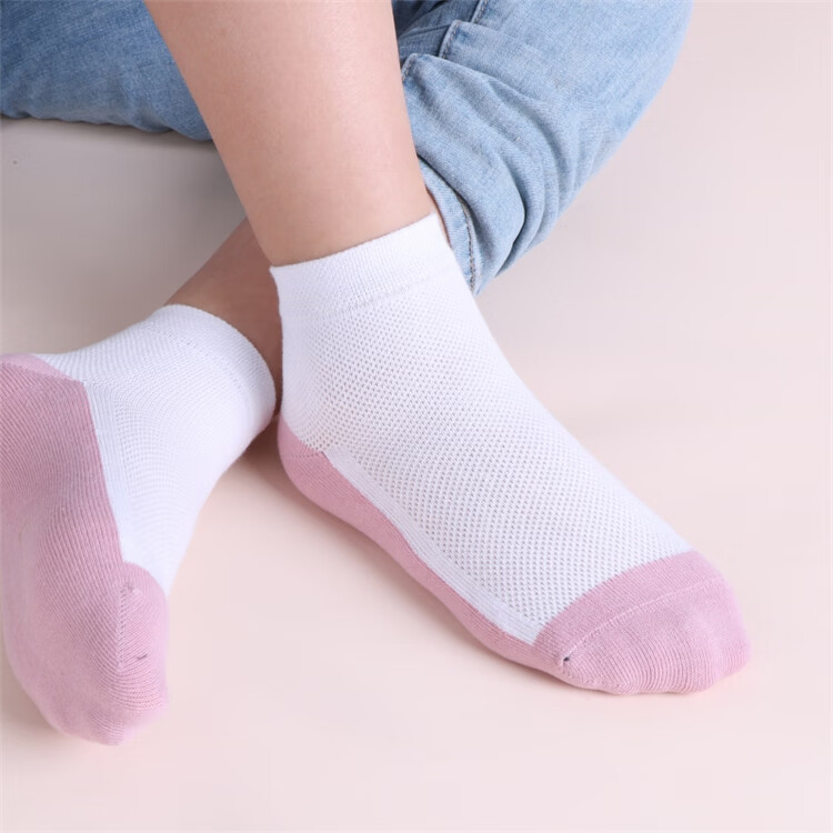 儿童袜子夏天纯棉男孩中大童灰底白袜小学生中筒袜网眼女宝宝短袜白色