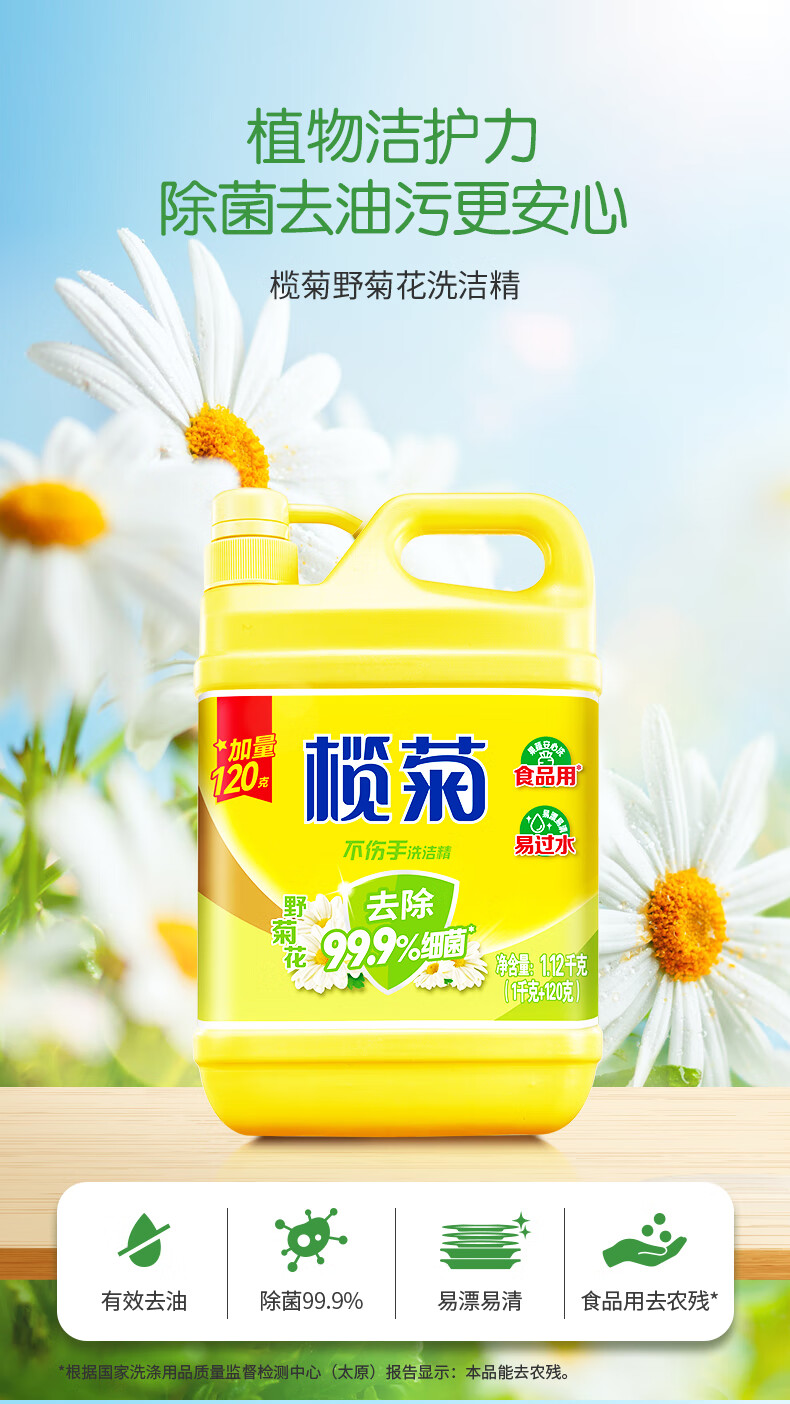 京选优品榄菊洗洁精大桶家庭装家用宿舍商用餐饮实惠装食品用批发野