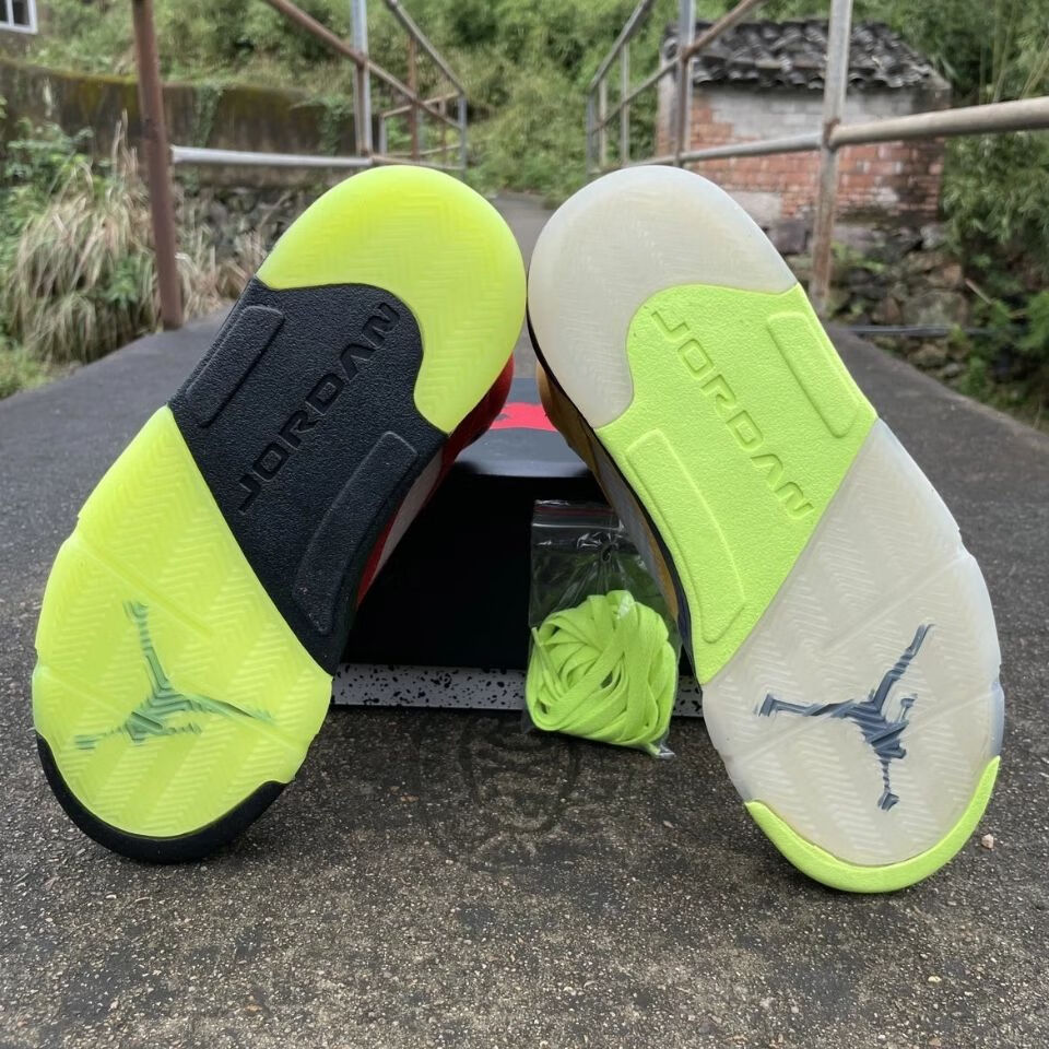 aj5俄勒冈黑绿 头层皮麂皮内置气垫刷胶袁盒篮球鞋文化鞋特价男子 42.