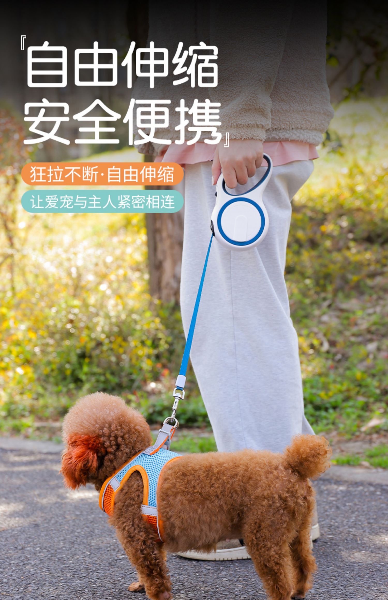 狗狗牵引绳自动可伸缩绳子防走丢背心式遛狗链泰迪小型犬宠物用品d