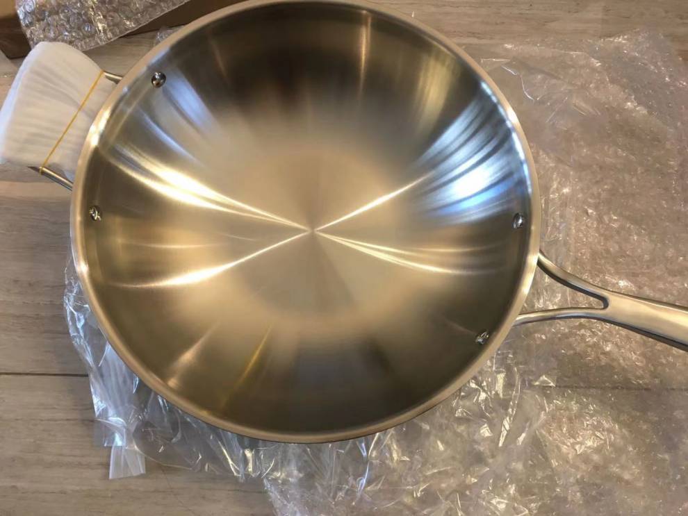 丰炒锅凌丰304不锈钢炒锅炒菜锅三层钢加厚无涂层不挑灶少油烟30/32