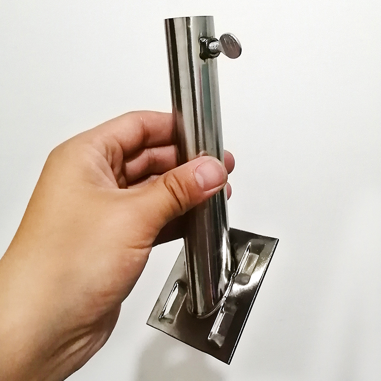 插线杆旗座红旗支撑架底座户外路灯杆旗 5号7字旗杆 不锈钢座 速放箍