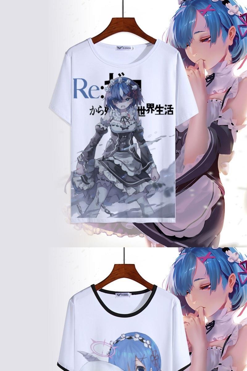 re从零开始的异世界生活周边短袖t恤蕾姆拉姆动漫二次元衣服夏季 02 s