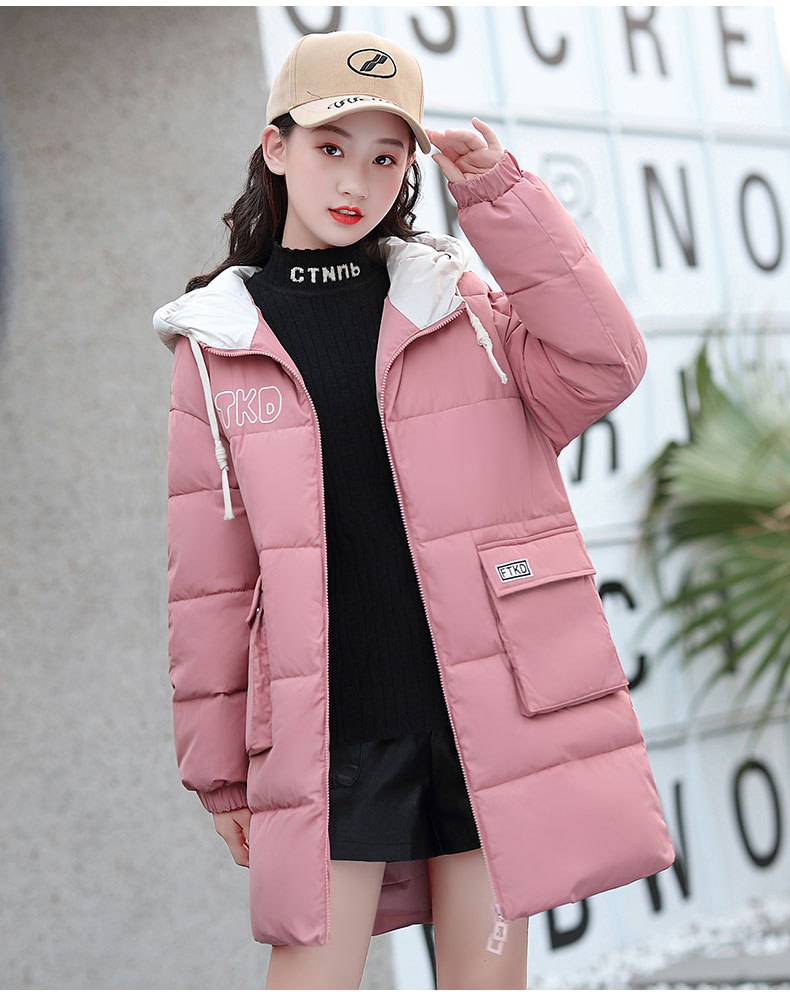 15冬季外套14大童13少女孩棉袄16岁初中学生中长款棉衣12棉服 紫粉色b