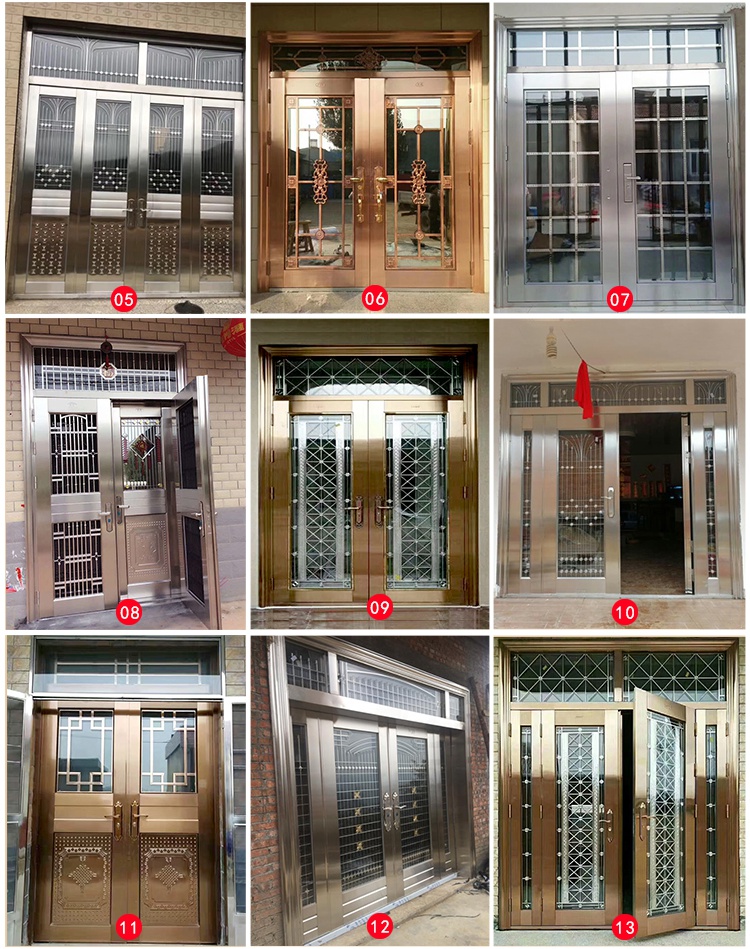 家莱宝304不锈钢门双开门不锈钢防盗门家用玻璃门定做别墅农村进户