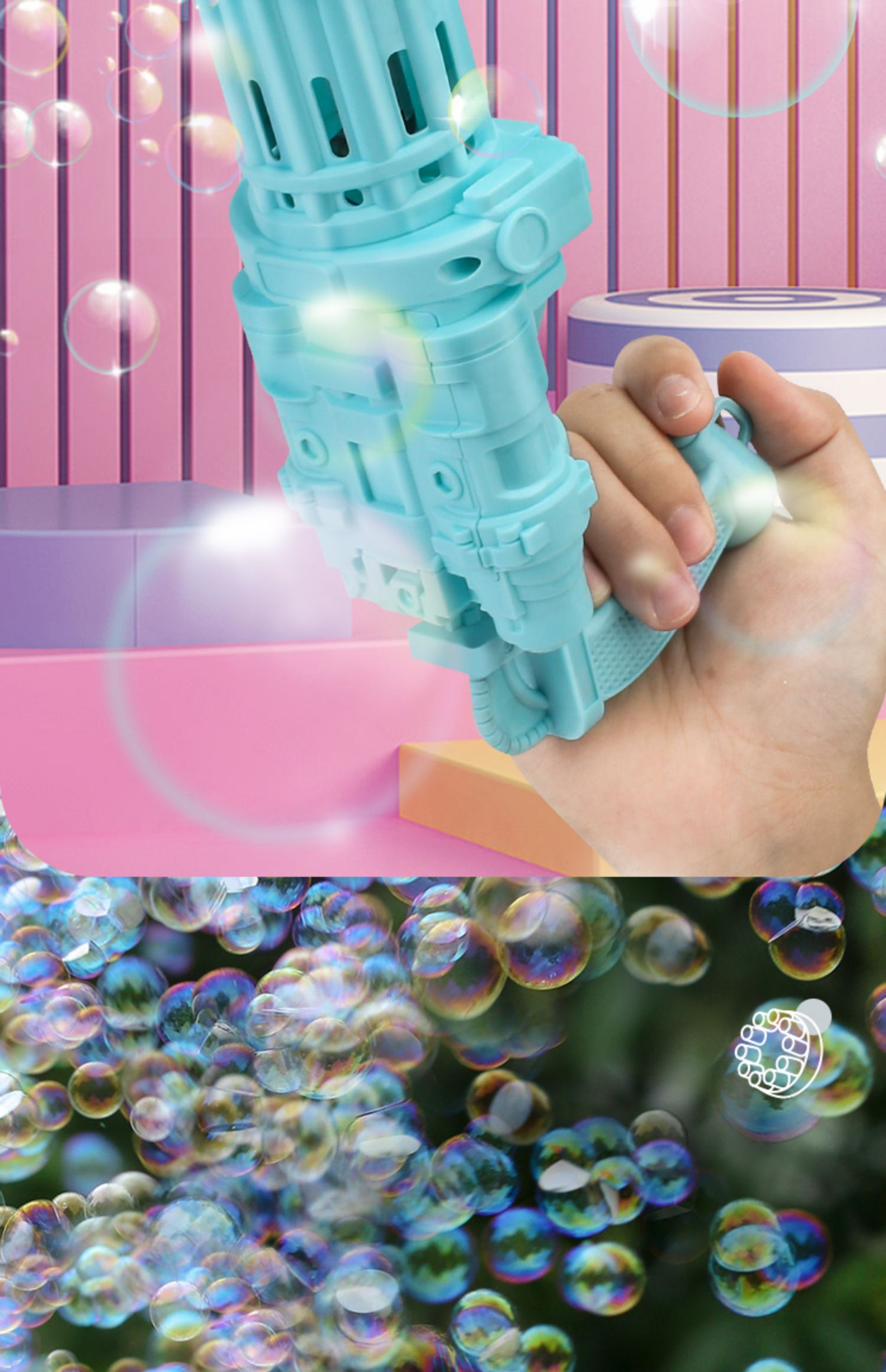 网红电动加特林泡泡枪儿童手持泡泡机大号女孩男孩玩具少女心ins8彩