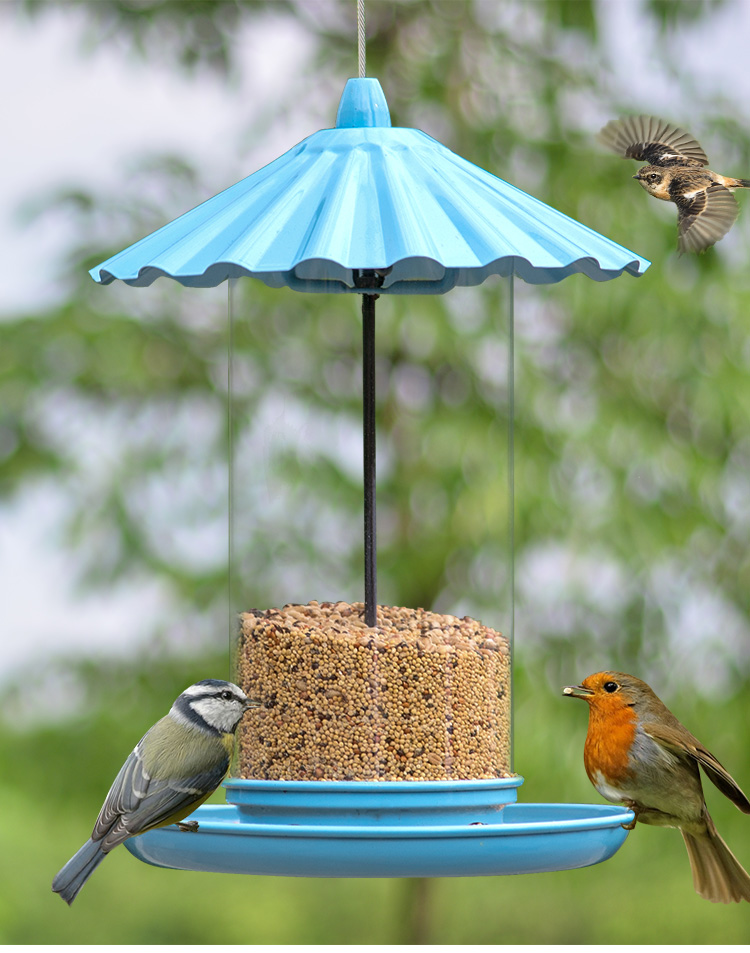 慈悲布施食用具金属喂鸟器野外阳台户外花园悬挂式防水喂食器cw3136a