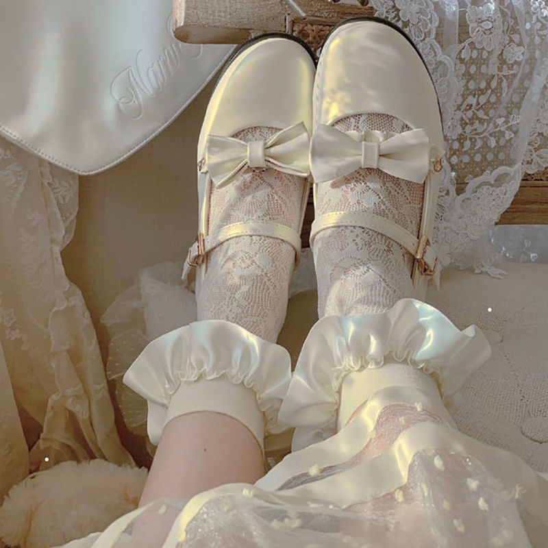 lolita日系软妹性感蕾丝花边洛丽塔中筒长短过膝袜子薄款女夏天季