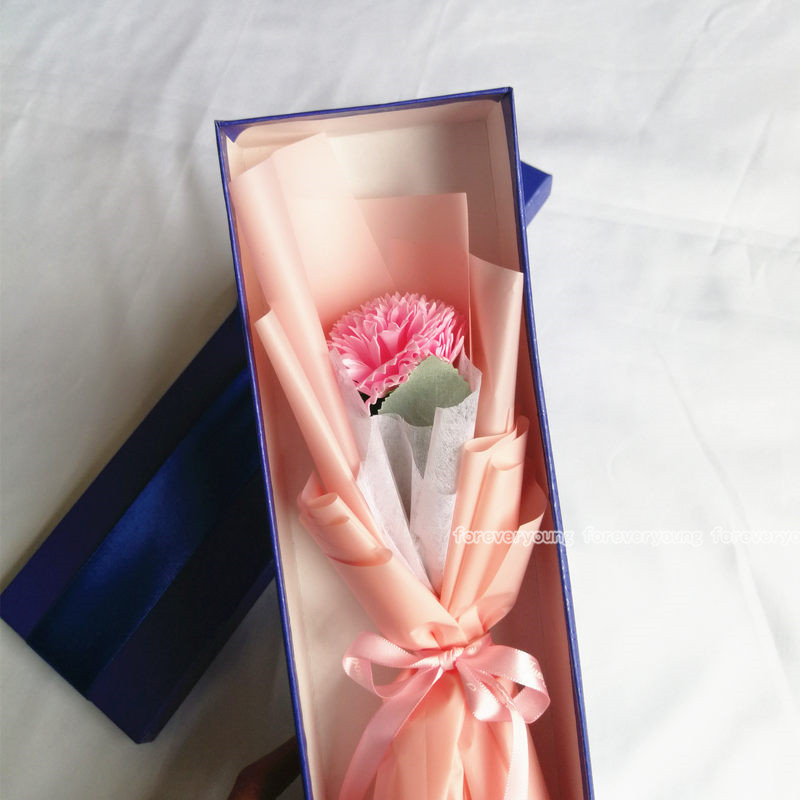 母节康乃馨单支香皂花送妈妈老师生日礼物礼盒仿真干花小花束 粉色