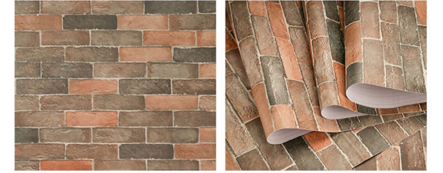 适用于复古红砖墙纸砖块饭店餐厅仿古砖头砖纹防水外墙贴纸墙砖自粘