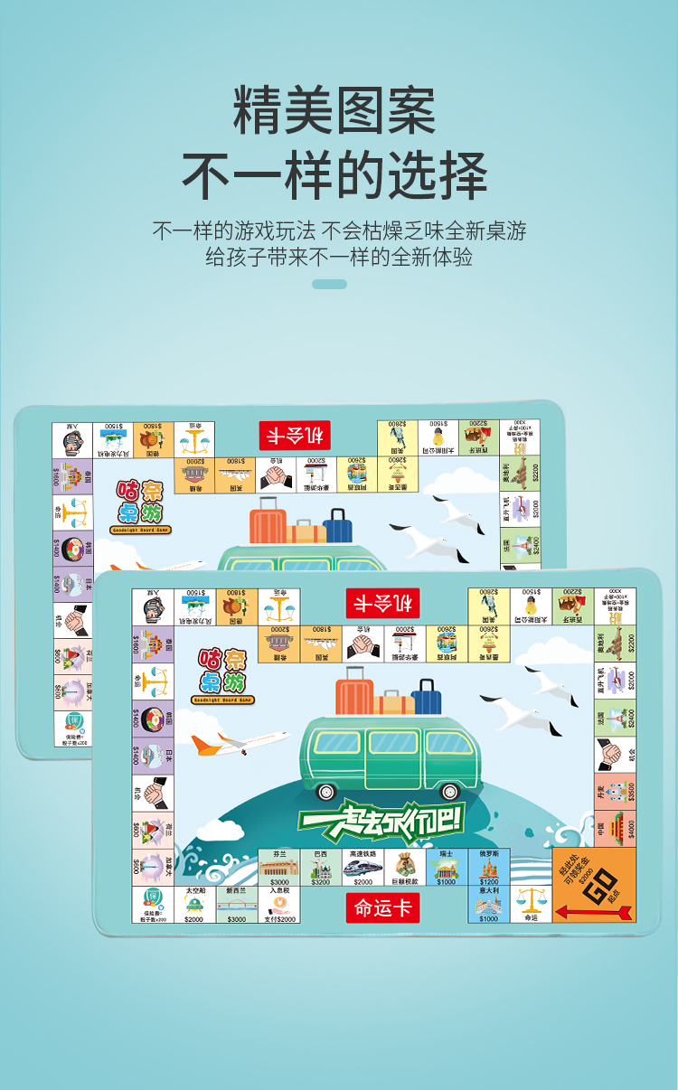 大富翁成年版超大号地毯游戏毯式豪华升级世界经典儿童强手棋的中号