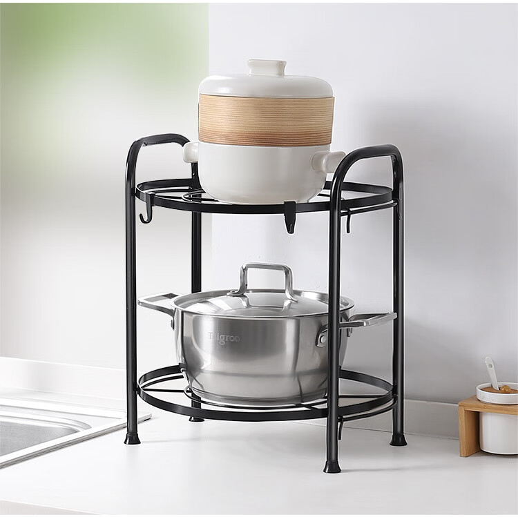 优思居 铁艺落地多层锅架 厨房锅具台面收纳架放锅架子转角置物架