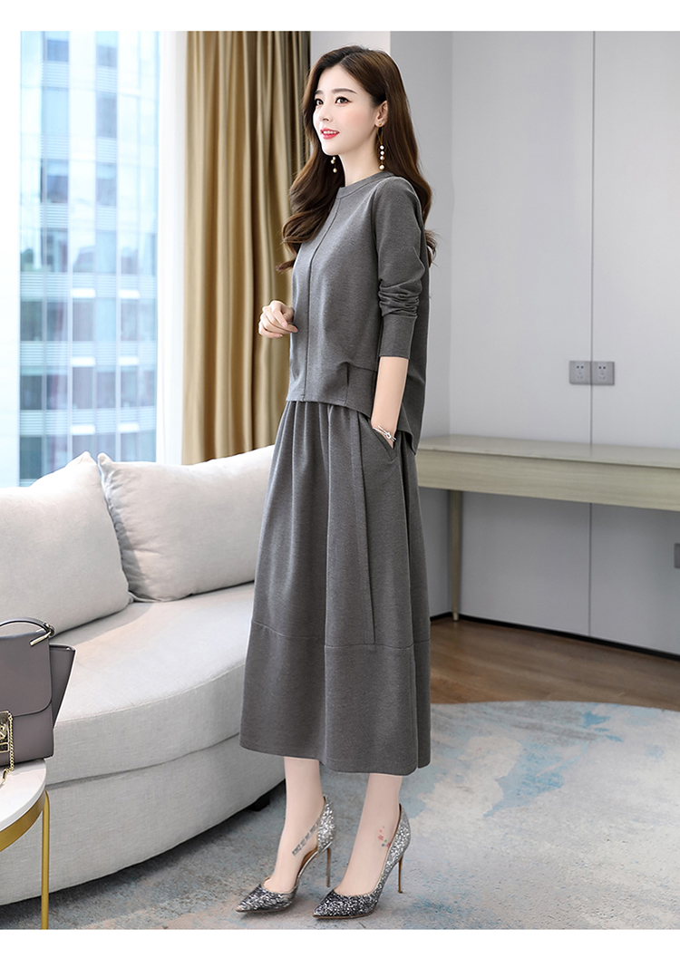 装裙21年秋装新款秋季时尚休闲气质女装套装大码春秋遮肚子显瘦女士
