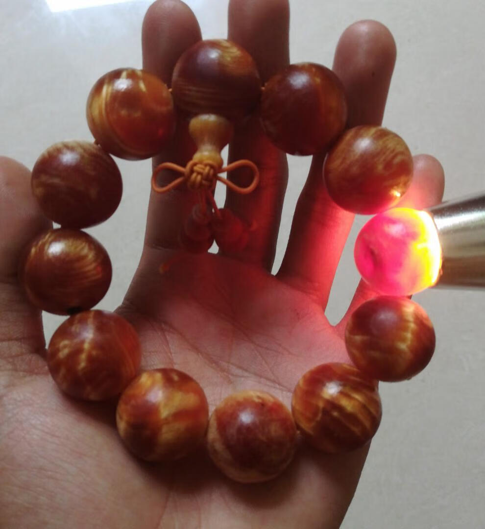 选旗舰】琥珀木东北沉香满油全透松明子明丁手串瘤疤火烈纹手串男原木