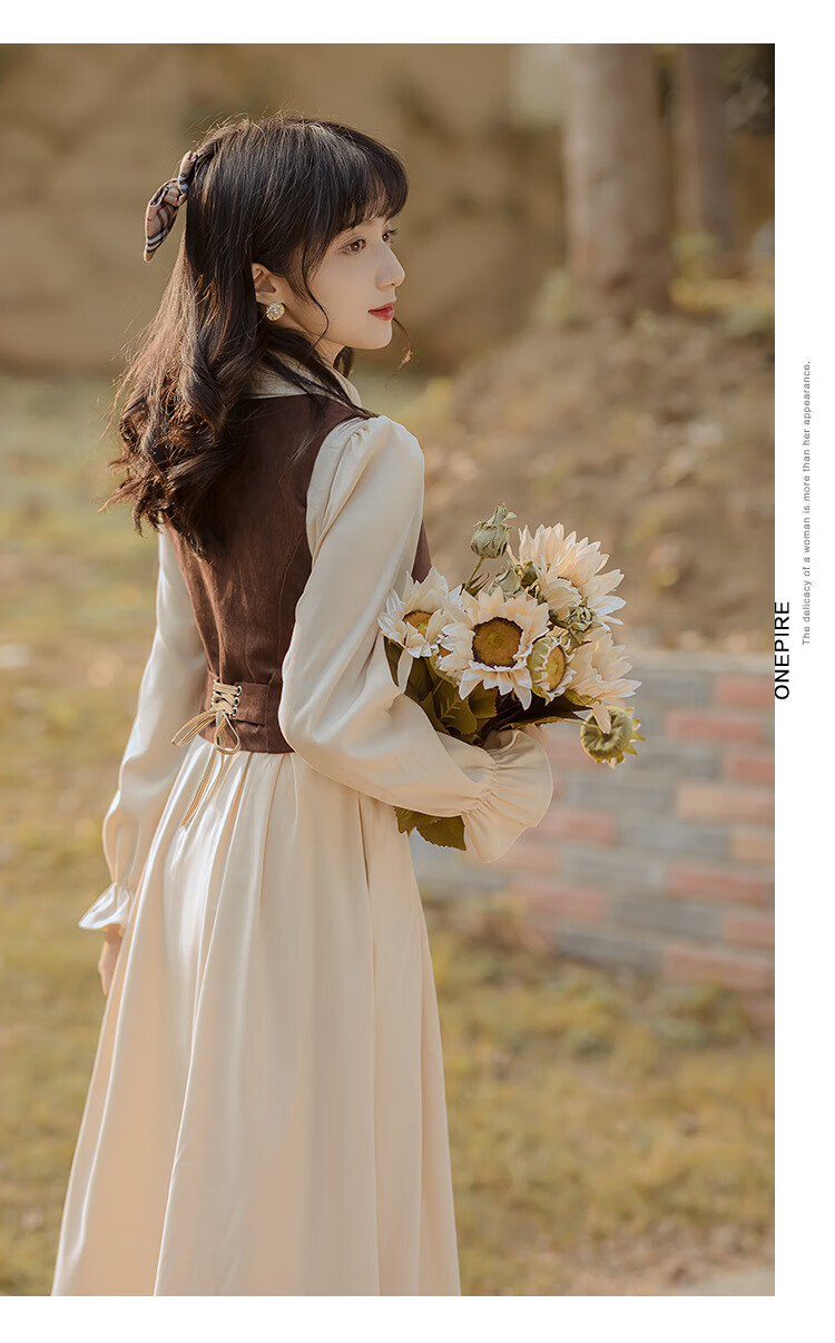 复古毛衣女英伦风女高中生连衣裙民国时期气质女装复古短马甲修身洋装