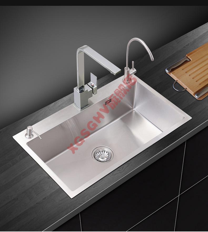 樱花洗菜盆单槽樱花厨房304不锈钢拉丝水槽手工单槽洗碗池洗菜盆ska