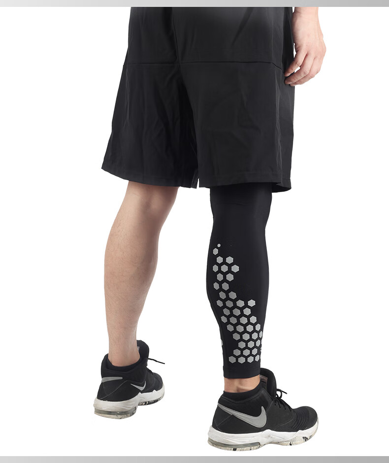 tmt篮球护腿膝运动装备护小腿全套护具男长款七分袜套裤袜 t55黑色【2