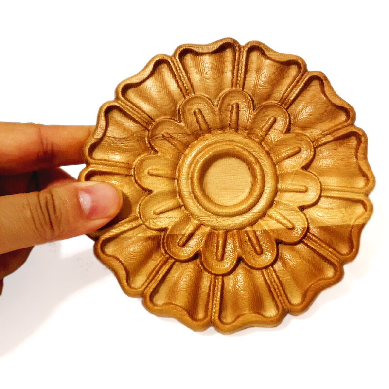 欧式木雕花实木贴花家具柜门圆形方形浮雕圆洋花角花贴片定制直径30