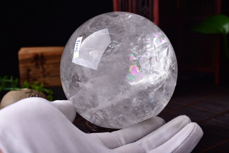 巴西天然白水晶球摆件整块打磨配证书改风水家居10厘米三寸 70059#5.
